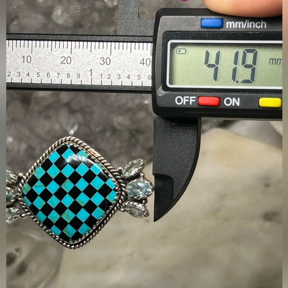 Turquoise Checkered Ring - Picture 7 of 7